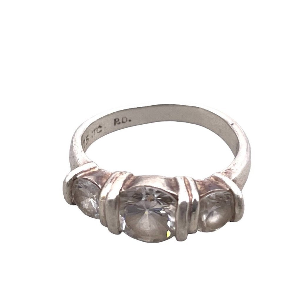 PD TC 925 Sterling Silver Cubic Zirconia Band Ring Size 5